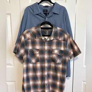 Short-Sleeve Plaid Button-Down Shirt in Blue & Brown by OshKosh B'gosh